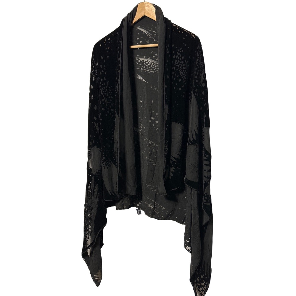 VTG Georgina von Etzdorf England Velvet Devore Sheer Scarf Wrap Shawl 82"‎ x 62"